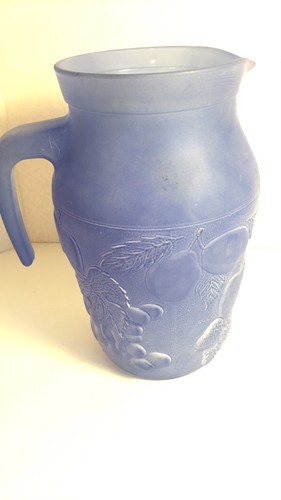 Jarra de vidrio esmerilado italiana azul patrón de bayas cerveza cubierta interior con vidrio - Imagen 7 de 7