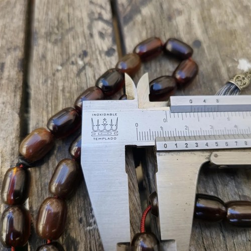 Vintage Bakelit Bernstein Perlen Tesbih Gebet Misbaha Natur Rosenkranz Islamisch 48gr - Bild 4 von 12
