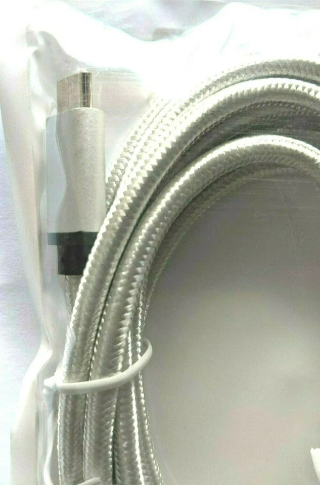 Cargadores de teléfono Cable USB Tipo C 6,6 pies Nylon Trenzado Carga Rápida 3,0 Sincronización Plateado Foto 3 de 3