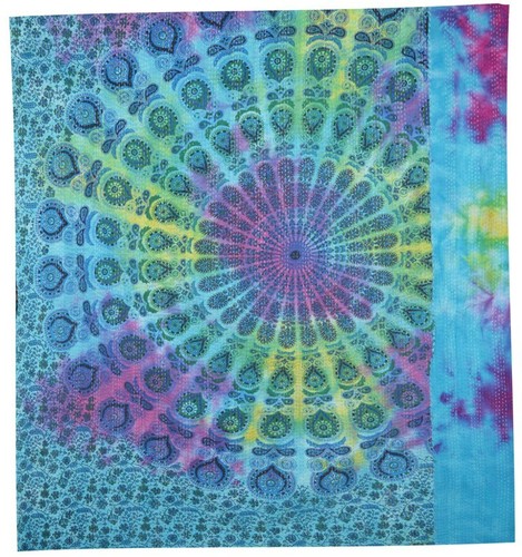 Blue Kantha Quilt Mandala Gudri Handmade Twin Bedspreads Throw Ralli - Picture 5 of 5