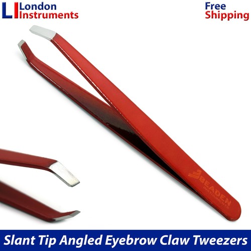 New Eyebrow Claw Tweezers Red Slanted Pointed Tip Facial Hair Pluckers Removal - Picture 5 of 5
