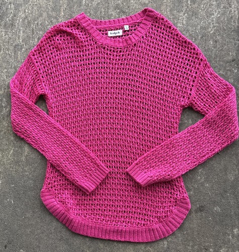 KidPik Girl's Bright Pink Loose Weave Crew Neck Long Sleeve Sweater Size L (12)