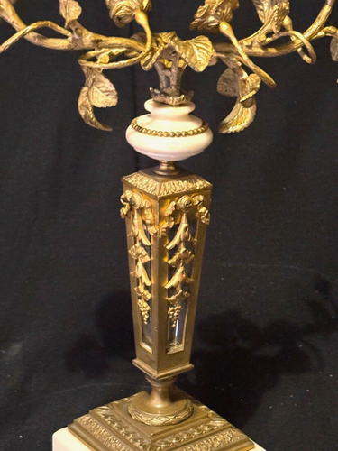 Clock French Louis XVI Bronze Crystal Marble Set Antique 19th Century Elegant - 第 9/24 張圖片