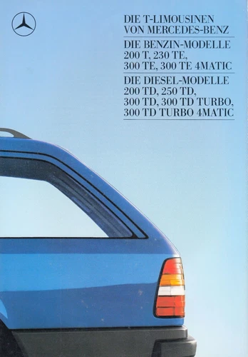 MERCEDES E KLASSE W124 T-MODELL TD T TE Turbo Prospekt Brochure 1988 BE