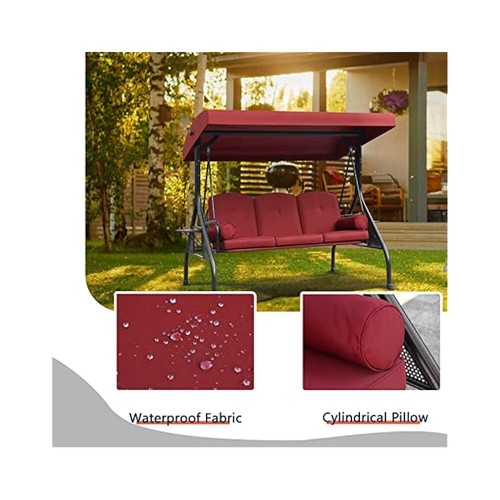 Outdoor Swing Bed with Canopy, Comfortable Seating for 3, Perfect Patio - Picture 5 of 6