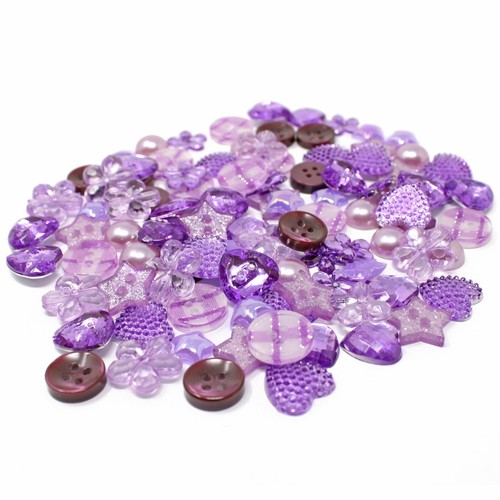 100 Mix Acrylic & Resin Buttons & Flatbacks Cardmaking Embellishments 14 Colours - 第 80/81 張圖片