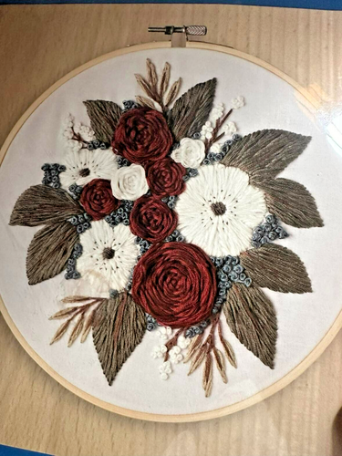 Leisure Arts 8" POSEY BOUQUET Embroidery Crewel Kit # 52621 Flowers - 第 1/5 張圖片