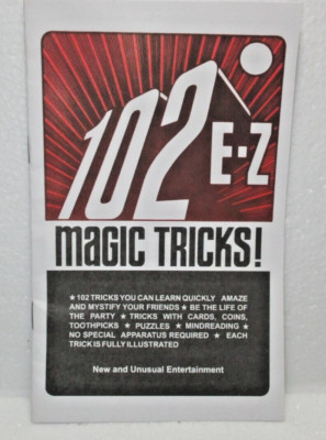 102 E-Z Magic Tricks Book - Illustrated Easy To Learn Tricks w/Cards, Coin, etc.