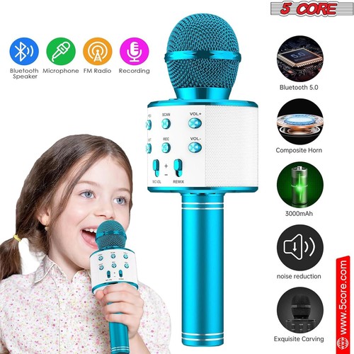 5Core Microphone 2Pc Wireless Karaoke Mic w Speaker Portable Bluetooth Microfono - Picture 9 of 9