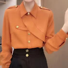 Irregular Button All-match Blouse Women Clothing Vintage Shirt Top Spring Autumn