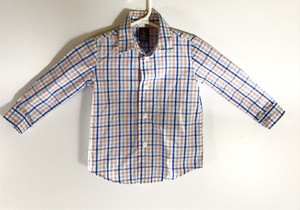 Toddler-Baby-Boy-Dockers-Long-Sleeved-Dress-Shirt-White-Blue-Orange-Plaid