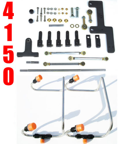 DUAL INLET 4150 MECH BLOWER FUEL LINES BLACK COLOR KIT HOLLEY LINKAGE COMBO - Picture 1 of 1
