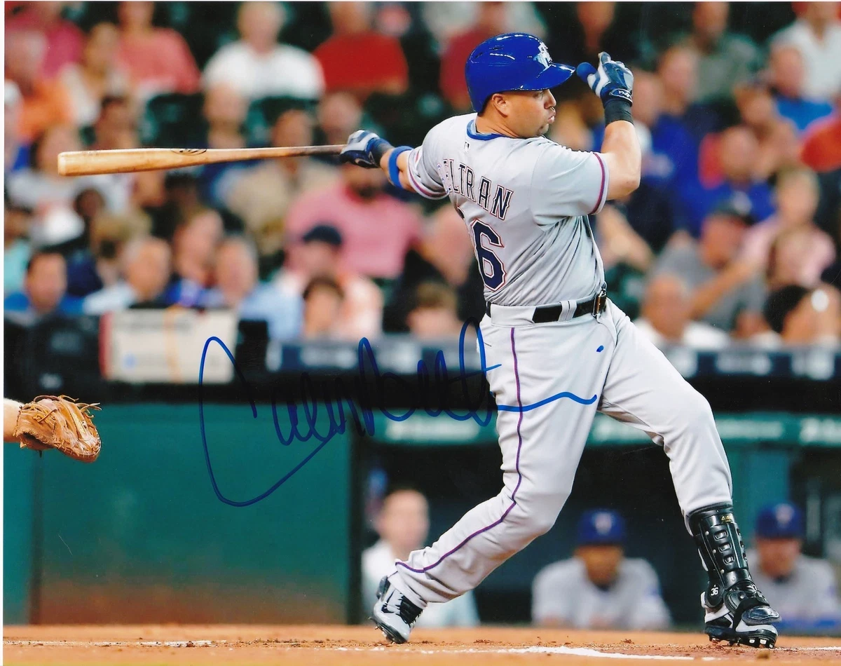 CARLOS BELTRAN TEXAS RANGERS ACTION SIGNED 8x10