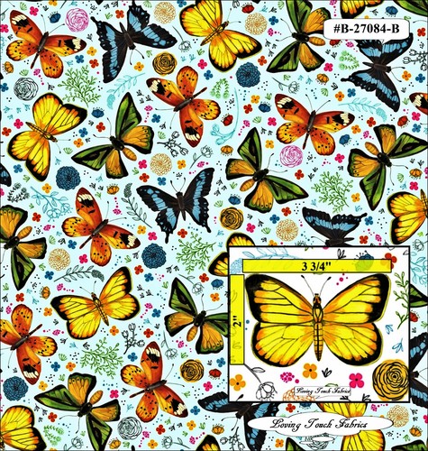 FLY FREE BUTTERFLIES QT AMY FRAZER FABRICS, PRICE @ 1/2 YD - Picture 3 of 5