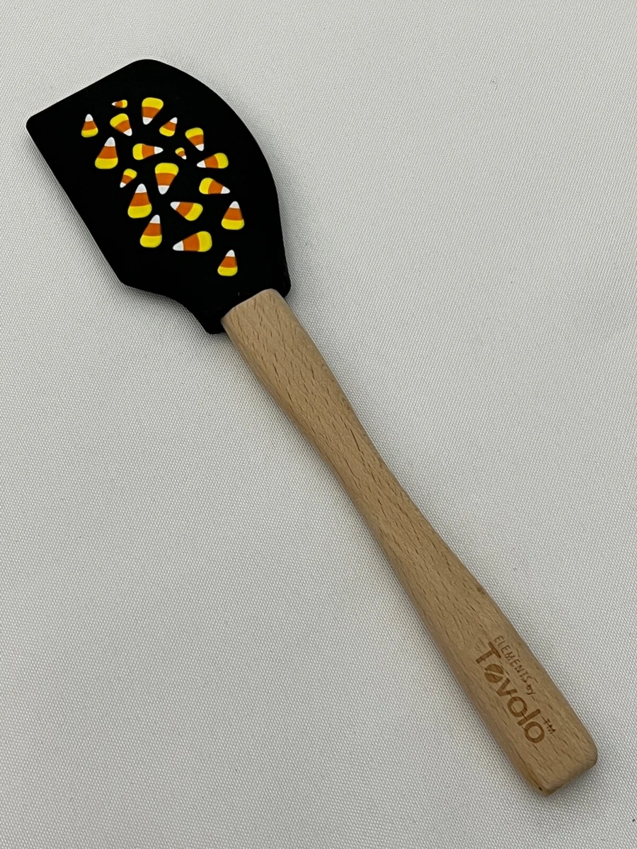 Elements by TOVOLO Candy Corn Halloween Black Silicone Spatula Wood Handle  9¼