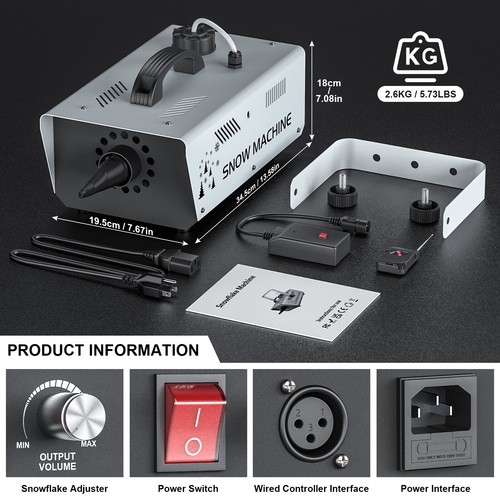 Máquina Eléctrica Copo de Nieve 1500W con Control Remoto para Decoración Hogar Navidad - Imagen 6 de 18