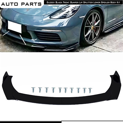 Front Bumper Lip Spoiler Splitter Gloss Black For Porsche Cayman Bod Kit