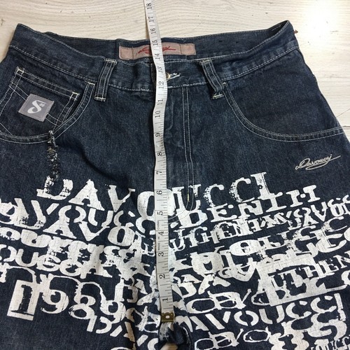 Rare Davoucci Hiphop Baggy Relaxed Loose Denim Jeans Logo All Over SZ 32X33 - Picture 7 of 11