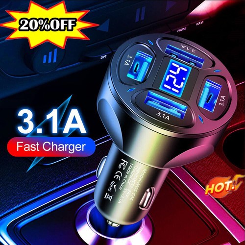 Fast Car Charger 4 USB Port Universal Socket Adapter L8V7 For iphone E F4Z9 - Zdjęcie 2 z 20