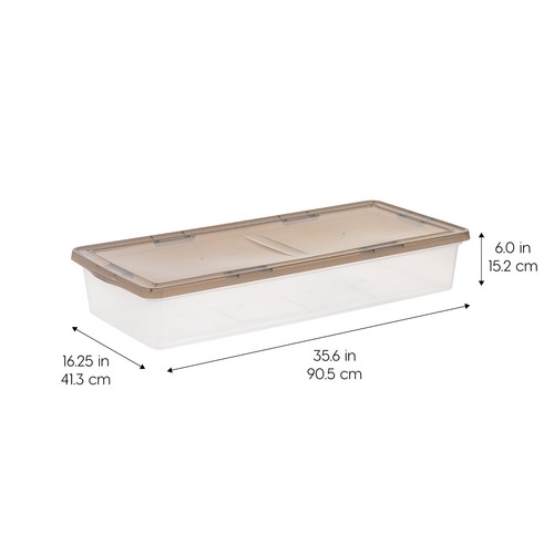 41 Qt. Underbed Stackable Box Plastic Storage Bin Container w/Lid Clear for Home - Picture 5 of 7