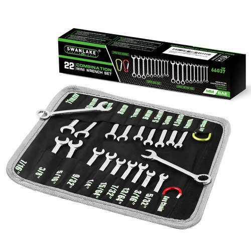 22PCS Combination Wrench Set Ignition Spanner Steel Tools Metric SAE Mini Small - Picture 9 of 10
