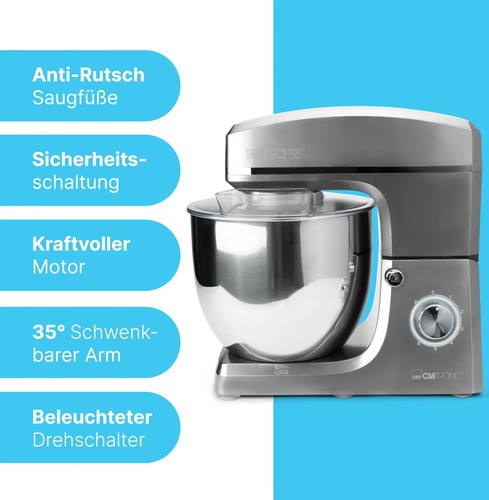 Clatronic KM 3765 Küchenmaschine 10L um backen 1500W Motor - Bild 4 von 7