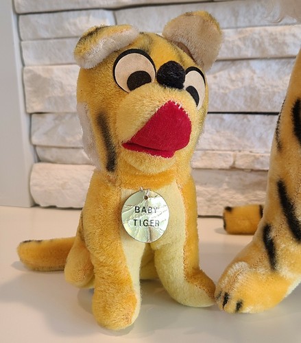 Lot of (3) Vintage Dakin Mohair Sawdust Stuffed Tiger Lion Plush Toy Japan - Picture 2 of 9