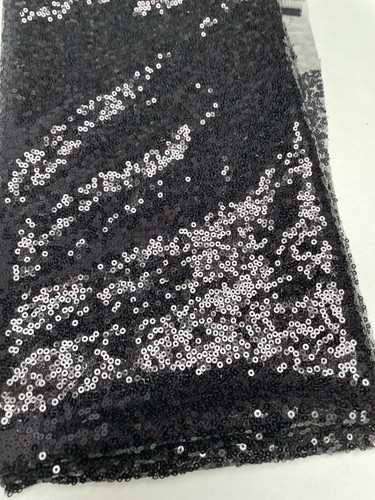 Material de tela de lentejuelas de 3 mm de 1 vía elásticas lentejuelas 130 cm de ancho - negras - Imagen 2 de 6