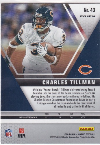 Panini Football NFL Mosaic 2020 Karte No. 43 Charles Tillman Silver Prizm - Bild 2 von 2