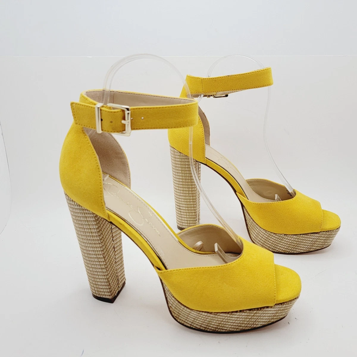 Jessica Simpson Palessta Mustard High Heels Ankle Straps SZ 7.5M