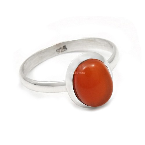 Carnelian Stone 925 Sterling Silver Sister Gift Trendy Band Promise Elegant Ring - Foto 3 di 10