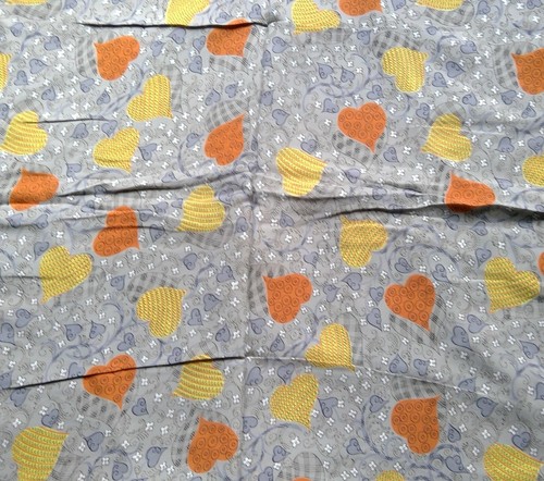 natural fiber fabric 42" x 1 yard gray lightweight vintage crepe heart pattern - Picture 1 of 9