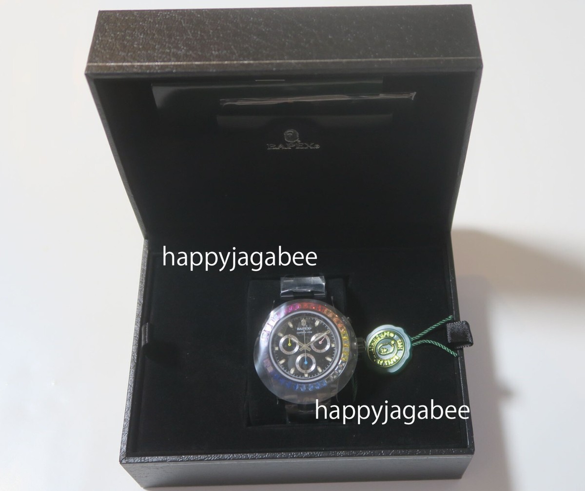 *A BATHING APE Men's Goods BAPEX TYPE 4 CRYSTAL STONE 1J30187011 BLK / SVR