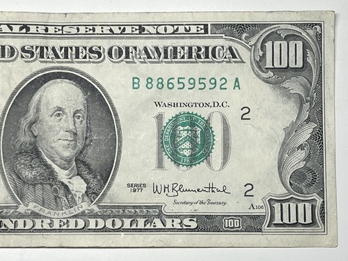 1977 $100 Hundred Dollar Bill Federal Reserve Note New York, NY Vintage Old - Picture 3 of 6