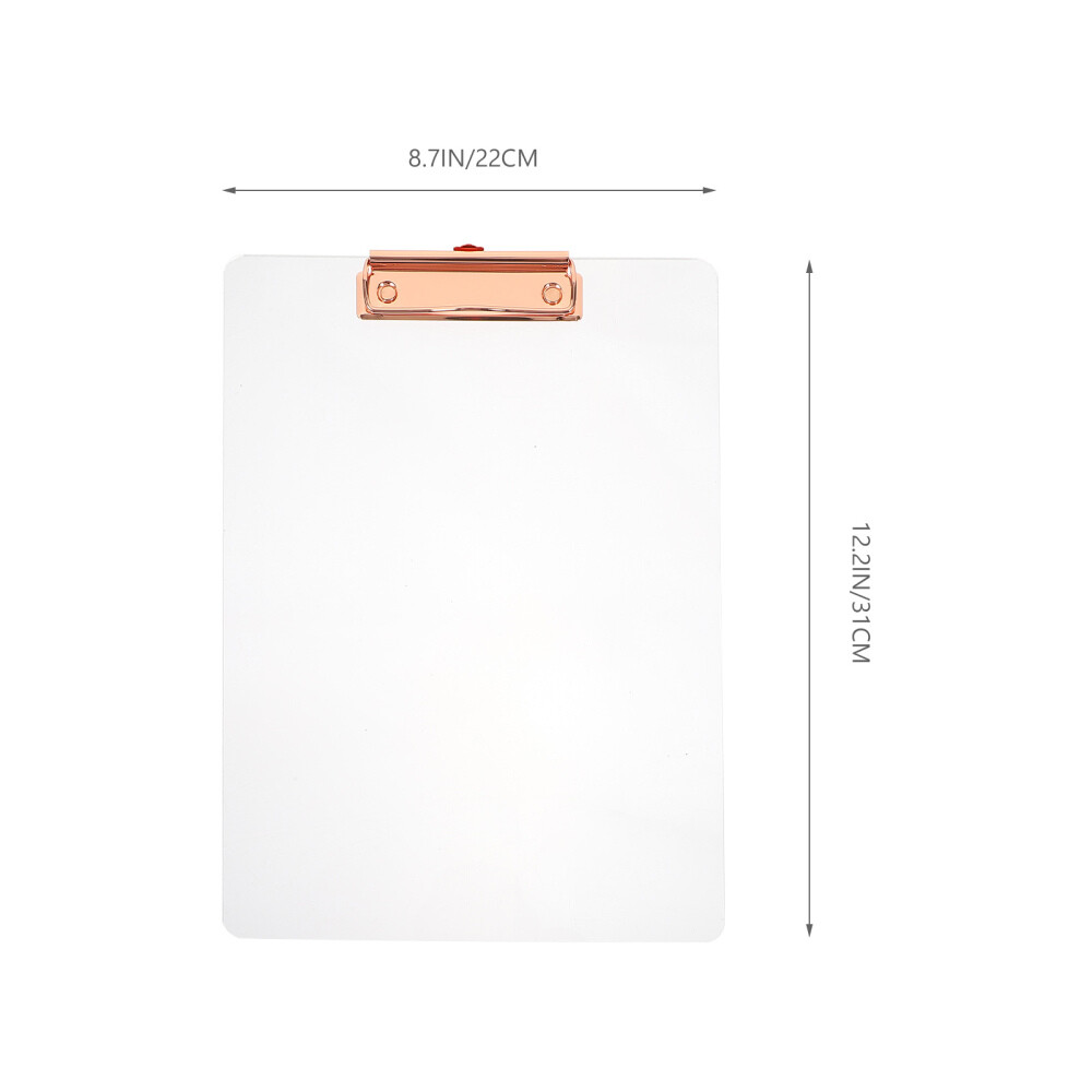 4 Pack Acrylic Iron Transparent Folder Student Clip Board Small