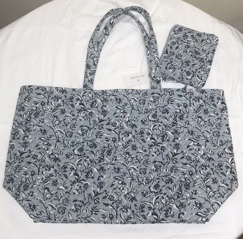 Vera Bradley Perennials Gray Grand Tote with Pouch 2 pc NWT - Picture 7 of 9