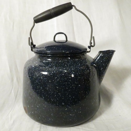 Vintage USN Blue and White Enamelware Coffee Pot - Picture 5 of 11