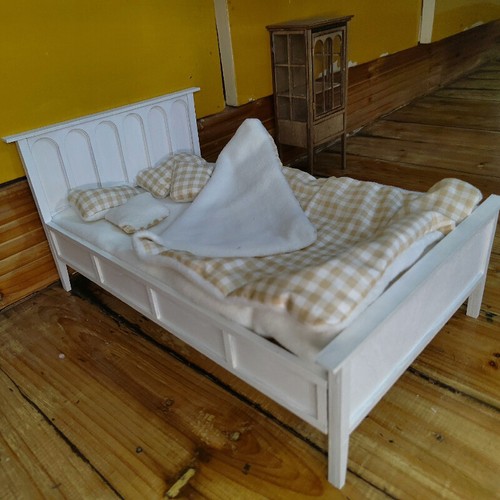 1/12 1/6 Scale Dollhouse Miniatures Handmade Unfinished Double Bed Furniture Set - Picture 2 of 7