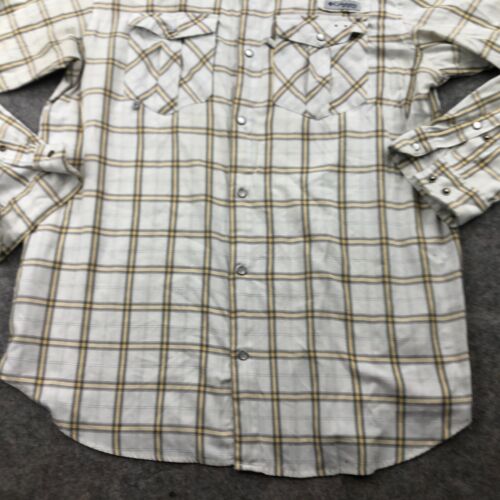 Columbia PFG Shirt Mens Medium White Plaid Pearl Snap Fishing Hiking Vented * - Picture 2 of 15