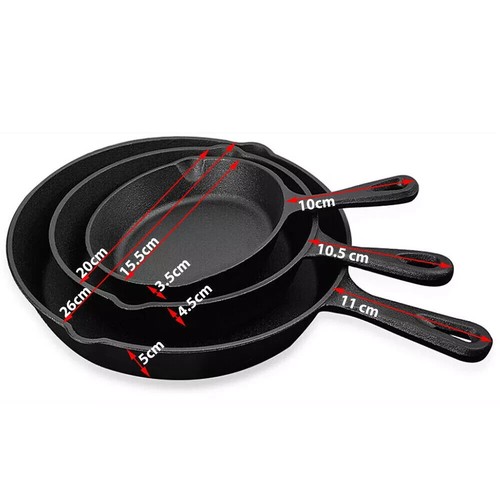 Cast Iron Skillet Frying Pan Pre Seasoned Oven Safe Grill Cookware Griddle Pans - Picture 9 of 10