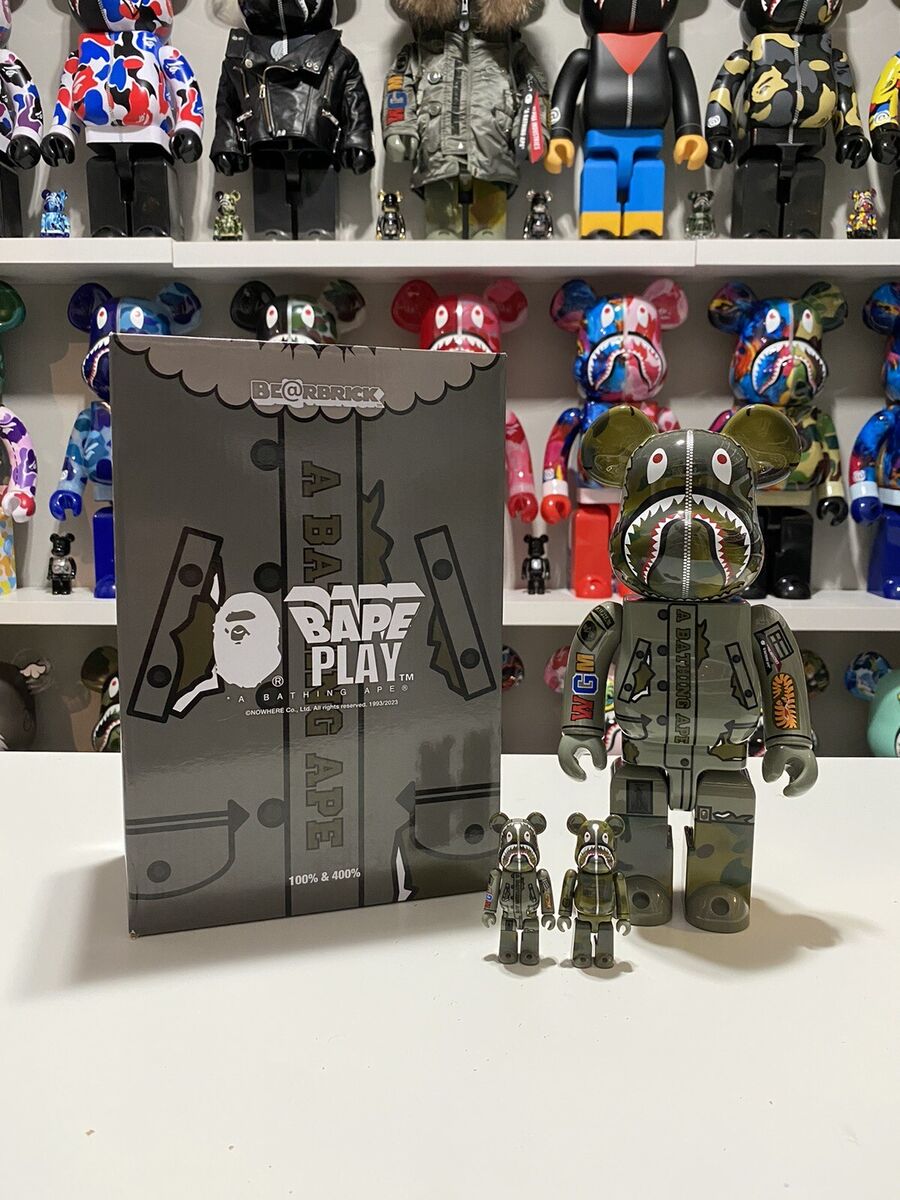 Bape x Alpha Industries 400% 2 100% Bearbrick Camo Shark Be Bape x Alpha Industries 400% 2 100% Bearbrick Camo Shark Be