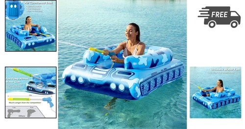 Inflatable Tank Pool Float for Adults Kids Water Cannon Pool Toy Raft - Picture 2 of 9