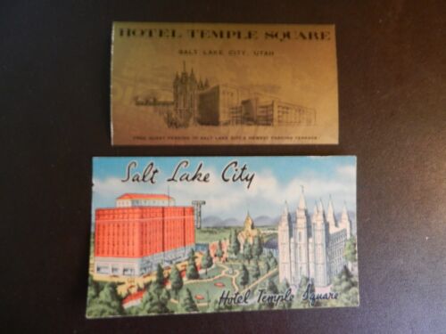 LOT of (2) of *HOTEL TEMPLE SQUARE in SALT LK CITY* VINTAGE HOTEL/LUGGAGE LABELS