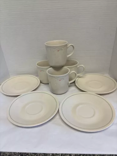 Corning Corelle Calico Rose Coffee Cup and Saucer Set Of 4
