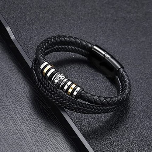Leather Mens Bracelet Gifts For Him Man Husband Boyfriend Grandson Son Xmas Gift - Picture 24 of 40