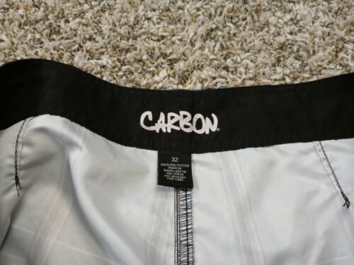 Carbon Mens Swim Board Shorts Size 32 Gray Plaid Tie Waist 100% Polyester - 第 3/5 張圖片