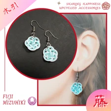 Japanese Handmade Mizuhiki Earrings - Rebirth of Happiness Upcycled Mizuhiki