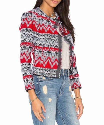 IRO KROE JACQUARD CHAQUETA NEGRO/ROJO *NUEVO* - Imagen 3 de 4