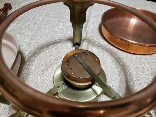 Vintage Globe-Wares Copper & Brass Casserole-Chafing Dish with Cookbook - Picture 7 of 12