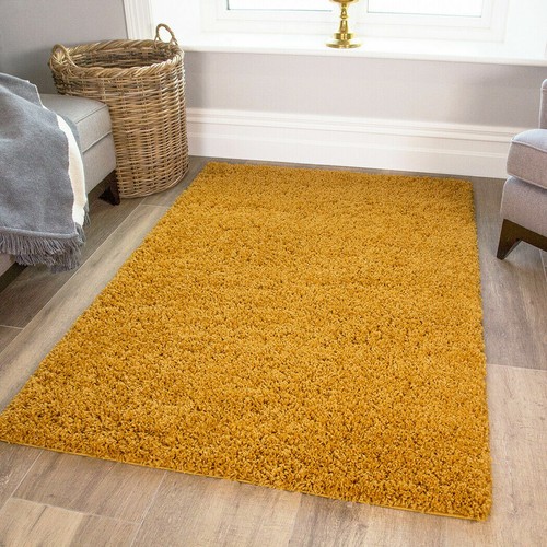 EXTRA Thick Luxury Yellow Ochre Shaggy Pile Fireplace Bedroom Living Room Rug - Picture 7 of 14